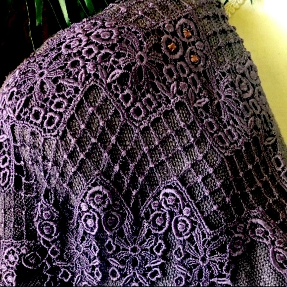 Romantic Boho Lace Crochet Vintage Spencer Alexis Dress Purple Size 6 - Picture 3 of 16